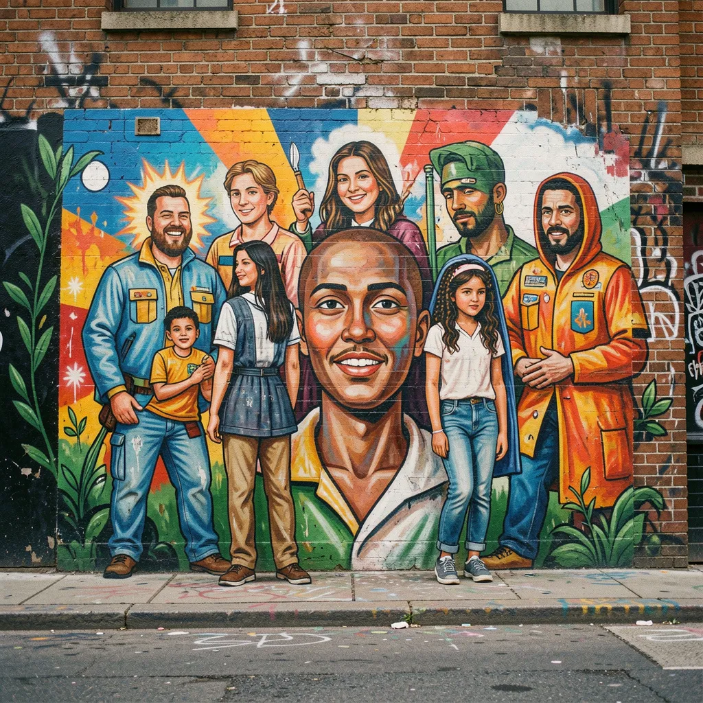 Large-scale exterior mural service